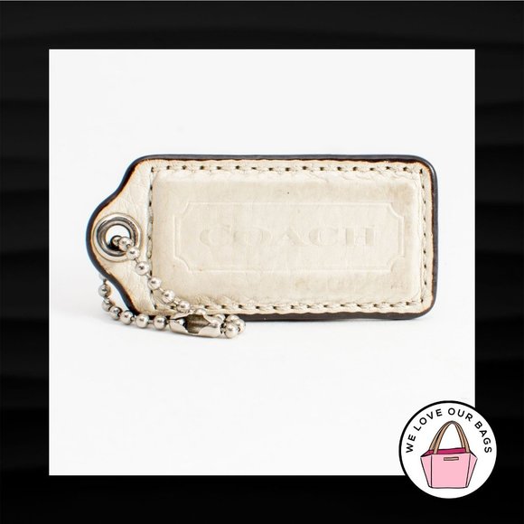 2.25" Medium COACH IVORY LEATHER KEY FOB BAG CHARM KEYCHAIN HANGTAG TAG - Picture 1 of 1